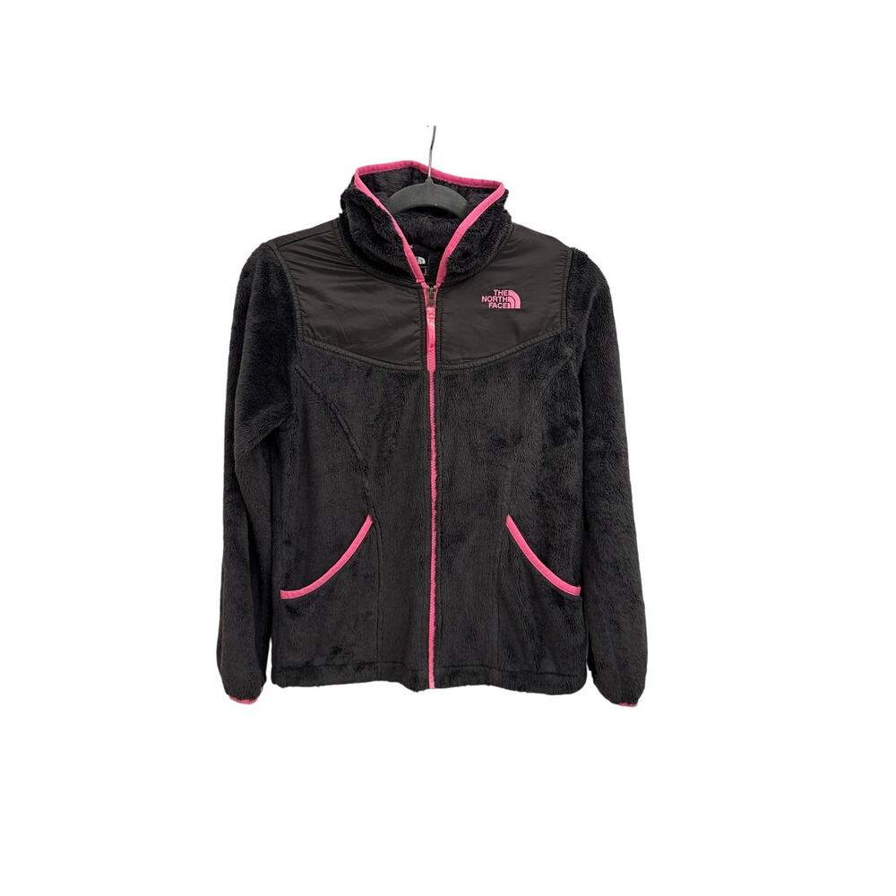 The North Face Zip Up Gray Pink Fleece Jacket Size Youth Girls Large (14/16)